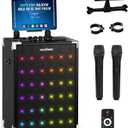 MASINGO Karaoke Machine for Adults and Kids, 40W Speaker with 8" Woofer, 2 Wireless Microphones, Bluetooth, USB, MicroSD, FM Radio, TV Connection, Tablet Holder, and Real-Time Karaoke Mode, Soprano X2