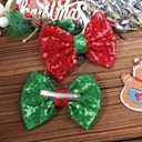 3 x Christmas Hair Accessories - Sequins Bows Alligator Clips with Clips for Girls, Women, Toddlers in Red, White, Green