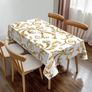 Gold Vintage Lace Rectangle Tablecloth Floral Branches Leaves Medieval Royal Style Table Cloth Dining Table Cover for Home Kitchen Restaurant Party Buffet Picnic 54 x 72 Inch Gold Vintage Lace Rectangle Tablecloth Floral Branches Leaves Medieval Royal Style Table Cloth Dining Table Cover for Home Kitchen Restaurant Party Buffet Picnic 54 x 72 Inch