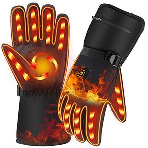 Heated Gloves for Men Women, Winter Warm Gloves with 3 Heating Temperature Control, Electric Hand Warmer Waterproof Touchscreen Thermal Gloves for Cold Weather Motorcycle Ski Snow Running Hunting