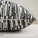 a moment Boho Throw Pillow Covers Set of 2,Striped Decorative Rustic Farmhouse Pillow Cases,Aesthetic Modern Home Decor Couch Cushion Covers for Bed Sofa Living Room 18"X18" Black