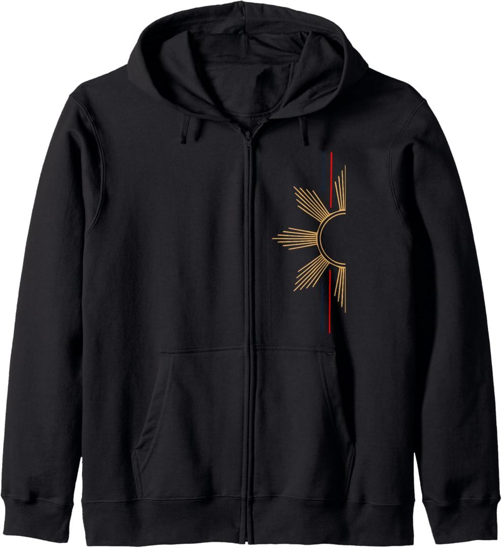 Minimalist Filipino Sun Zip Hoodie Medium