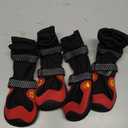 Dog Shoes for Hot Pavement Anti-Slip Dog Boots & Paw Protectors for Summer Rainy Day Dog Snow Boots Waterproof Dog Shoes for Small Medium Large Dogs with Reflective Straps for Hiking 4Pcs (Black Red, Size 4 :2.56''x2.16''(L*W)) 