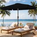 AreShark 6.5 x 10 FT Rectangular Valance Patio Umbrella, Outdoor Umbrella with Tilt and Crank, Market Table Umbrellas W/ 6 Ribs UV Protection for Garden, Deck, Backyard and Pool, Black