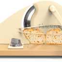 Upgrade Manual Bread Slicer for Homemade Sourdough Bread, Classic Hand Crank Home Bread Slicer With Scale Line and Steel Fence, Sharp Blade, Adjustable Width for Homemade & Commercial Use (Large, White)