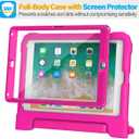 SUPLIK Kids Case for iPad 5th/6th Generation (9.7 inch, 2017/2018), iPad Air 1 & Air 2 & Pro 9.7 Case with Screen Protector, Durable Shockproof Kids Cover with Handle Stand, Pink