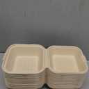 ECOLipak 50 Pack Clamshell To Go Containers, 100% Compostable Disposable Take Out Food Containers, 8X8 3-Compartment Heavy-Duty To Go Boxes,Eco-Friendly Biodegradable To Go Containers For Food