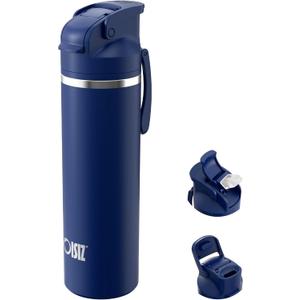 OISIZ Insulated Water Bottle 24 oz with 2-in-1 Straw and Swig Lid, Leakproof and BPA Free, Keep Cold 24H, Vacuum Stainless Steel Water Bottle for School, Travel and Sports, All Dishwasher Safe (Navy Blue)