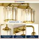 Keonjinn 3-Light Gold Bathroom Light Fixtures Over Mirror, Crystal