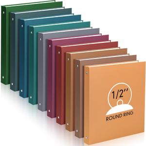 Ctosree 10 Pack Colored 3 Ring Binder with 2 Pockets Hardcover Loose Leaf Binder for Women Men Teacher Student School Office Home Supplies, Fits 11 x 8.5 Size Paper, 10 Colors(0.5",Business Color)