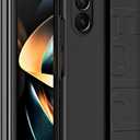 for Samsung Galaxy Z Fold 6 Case with Wrist Strap, Luxury Hard PC + PU Leather with Finger Wristband Shockproof Protective Case Cover for Samsung Galaxy Z Fold6.Wristband Black
