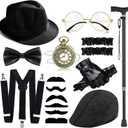 Gevidoxl 1920s Mens Costume Roaring 20s Outfits for Men Harlem Nights Gangster Great Gatsby Accessories for Men