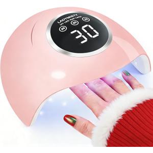 72W UV LED Nail Lamp, 2026 New Upgrade UV Light for Gel Nails with 18 Beads, 3 Timer Nail Dryer, LCD Display, Auto Sensor, Professional Nail Lamps for Gel Polish  Perfect Christmas Gifts, Pink Lamp