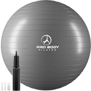 ProBody Pilates Exercise Ball - Multiple Sizes Gym Grade Balance Ball for Fitness, Yoga, Workout, Pregnancy & Physical Therapy (45 cm, Grey)