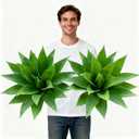 Artificial Agave Faux Agave Fake Greenery Outdoor Artificial Plants Fake Plants for Indoor Home Decor Plastic Plants Outdoor Decor Front Porch Decor Simulation Plants 22"(2Pcs Green) No Vase