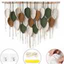 KHOYIME Large Macrame Wall Hanging Boho Woven Tapestry, Chic Home Decor Modern Bohemian Handmade Leaf Feather Wall Art Decorations for Apartment Dorm Living Room Bedroom Nursery Backdrop 39"W X 29.5"L