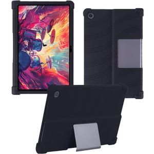 Case for Lenovo Tab Plus 11.5 Inch Android 14 Tablet 2024- Soft Silicone Shock Proof Lightweight Stand Rubber Shell Protective Cover,Kids Friendly Soft Silicone Adjustable Stand Cover,Black