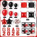 Seenelling Red Black 133 Pcs Graduation Decorations 2026 Set Red Black Balloons Boxes with Letters 2026 Grad Square Foil Balloons Complete Party Supplies for High School College Celebrations