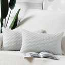 MADIZZ Pack of 2 Boho Corduroy Striped Throw Pillow Covers 12x20 Inch Greyish White Soft Decorative Cushion Cover for Bedroom Sofa Pillow Shell