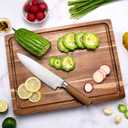 Acacia Wood Cutting Board for Kitchen, 1.5 Thick Chopping Board with Juice Groove, Sorting Compartment Charcuterie Board, 16x12x1.5 Inch Butcher Block