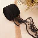 LITCHI 25 Yards Black Silk Lace Ribbon Roll, Classic Style, Solid Pattern, Wedding & Bridal Shower Decoration, Gift Packaging, Bouquet, Party Decorations