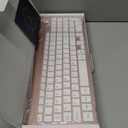 Wireless Keyboard and Mouse Ultra Slim Combo, TopMate 2.4G Silent Compact USB 2400DPI Mouse and Scissor Switch Keyboard Set with Cover, Batteries Included, for PC/Laptop/Windows/Mac - Rose Gold White