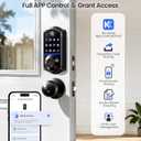 Veise VE017-K Fingerprint Smart Lock with 2 Knobs, App Control, Keyless Entry Front Door Lock Set, Electronic Touchscreen Keypad Deadbolt, Emergency Power Port, Easy Install, Auto-Lock, Matte Black