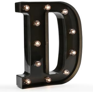 OYCBUZO Light Up Black Alphabet Marquee Letters Sign LED Marquee Number Lights Sign for Night Light Home Bar Christmas Lamp Birthday Party Wedding Decoration D