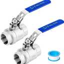 2 Pack 316 Stainless Steel 3/4 Ball Valve, NPT Female 3/4" Full Port Ball Valve Heavy Duty Shut Off Valve 1000 WOG For Water, Oil, Gas (3/4inch)
