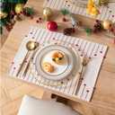 Christmas Placemats Set of 6 for Dining Table Dcor, Woven Cloth Red Place Mats for Farmhouse Kitchen Tabletop, Handcrafted Machine Washable Cotton Table mats 13 x 19 Inch