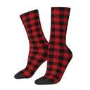 zhedongsj Checkered Christmas Black Red Plaid Novelty Crew Athletic Sport Socks Funny Crazy Casual Cool Dress Socks Gifts For Women Men