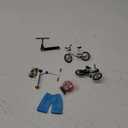 Zomiboo 18 Pieces Finger Toy Set Including Alloy Finger Bikes, Finger Scooter, Finger Pants, Replacement Wheels, Bike Lock and Mini Tools Movement Party Favors (Black, White, Blue)