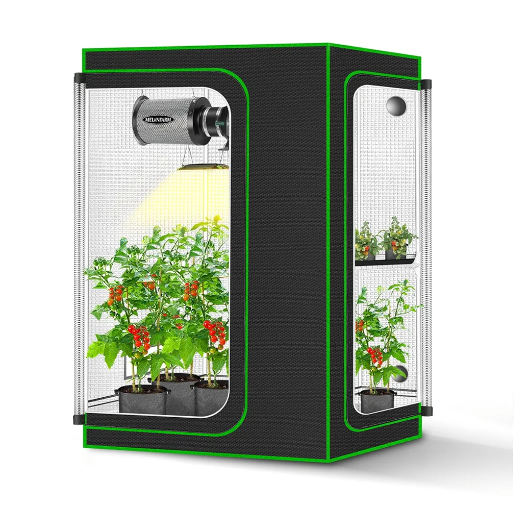 MELONFARM 2-in-1 Grow Tent, 48"X36"X72" High Reflective Diamond Mylar with Multi-Chamber and Floor Tray for Hydroponic Indoor Growing