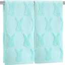 Tudomro 2 Pcs Easter Bunny Hand Towels for Bathroom 100% Cotton Rabbit Easter Bath Towel Jacquard Soft Absorbent Spring Kitchen Towel Dish Washcloth for Kitchen, 13.8 x 29.5 Inch(Mint Green,Classic)