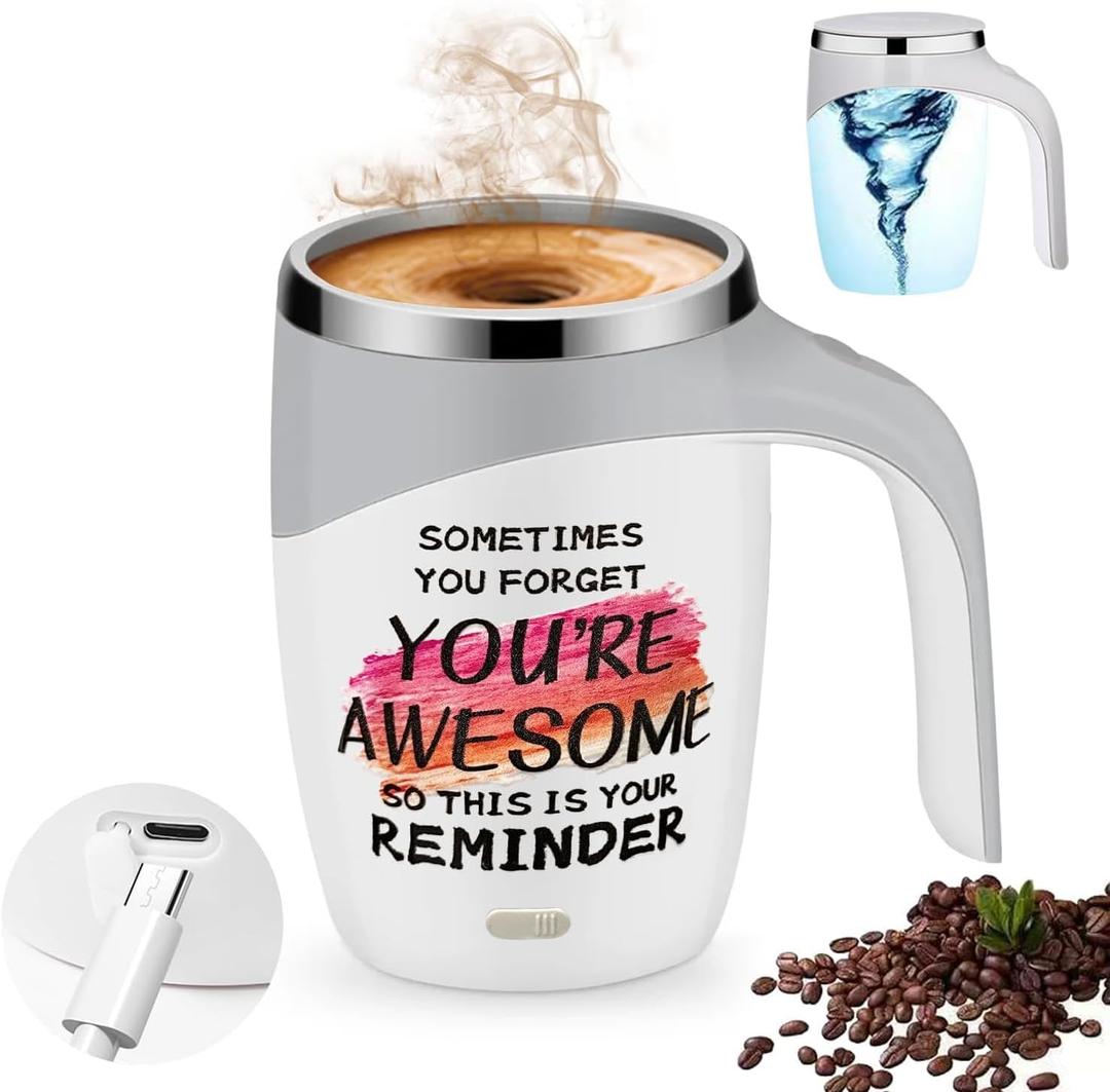 Electric Automatic Magnetic Self Stirring Coffee Mug, Mixing Mug, Fun & Inspirational, Motivational Gift for Friends or Yourself, Birthday Gift for Family, Going Away or Leaving Gift for Coworkers