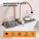 3 x ZJWZLG Faucet Mat for Kitchen Sink, 14"X5.5" Silicone Sink Splash Guard with Soap Holder, Snap-On Design & 7slope Fast Drain, Folding Sink Faucet Mat for Universal Kitchen Bathroom SinkGrey