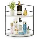 2-Tier Bathroom Organizer Countertop, Corner Bathroom Counter Organizer, Makeup Organizer for Vanity Skincare Organizers and Storage, Kitchen Counter Shelf Organizer Perfume Organizer(White)