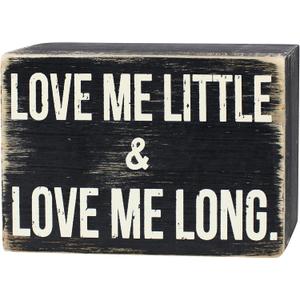 ARTGIFTHOU Farmhouse Distressed Wood Box Sign Vintage Signs Decor for Home Wall/Tabletop/Shelf/Office Decoration Art, Love Me Little & Love Me Long