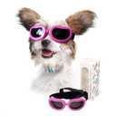 PETLESO Small Dog Sunglasses, Adjustable Foam Frame Dog Goggles for Small Breeds, Pink, UV Protection, Outdoor Riding Driving, S Size