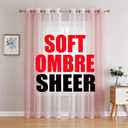 G2000 Sheer Pink and White Ombre Curtains - 95 Inch Long, Light Filtering, Grommet Curtains for Bedroom & Living Room, 2 Panel Set