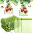50 PCS 4X6 inches Fruit Protection Bags, Fruit Bags for Fruit Trees, Green Netting Fruit Cover Bags Drawstring Mesh Fruit Protectors Pest Barrier for Fruit Trees Veggies Garden