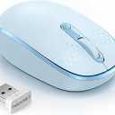 TECKNET Wireless Mouse, 2.4G Quiet Computer Mouse with USB Receiver, 4 Buttons Portable Cordless Mice for Chromebook, Laptop, PC, Mac, 800/1200/1600 DPI - Blue