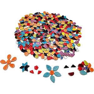 500g/1.1lb Random Color Irregular Ceramics Mosaic Tiles,DIY Making Creative Ceramic Mosaic Tiles for DIY Craft Plates Flowerpots Vases Cups Mosaic Making Supplies (Irregular Mix Color)