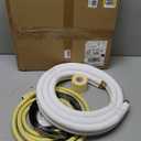 TAUROX 10FT Mini Split Line Set 1/4" & 3/8" O.D Copper Pipes Tubing and 3/8" White Thickened PE Insulation Coil, for Mini Split Air Conditioning or Heating Pump Equipment and HVAC with Flared Nuts. (10FT (1/4+3/8) with wire)