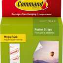 Command Poster Strips Mega Pack, 136 Command Strips Damage-Free Hanging Poster Hangers, No Tools Great for Home, Room, Wall, and Office Decor, White Adhesive