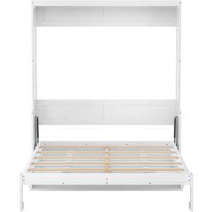 Murphy Multifunctional Bed Frame with Storage Shelf & Support Plate for Adult,Girls,Boys,Queen Size Murphy Bed,Wood Hidden Wall Bed Space-Saving Cabinet,White