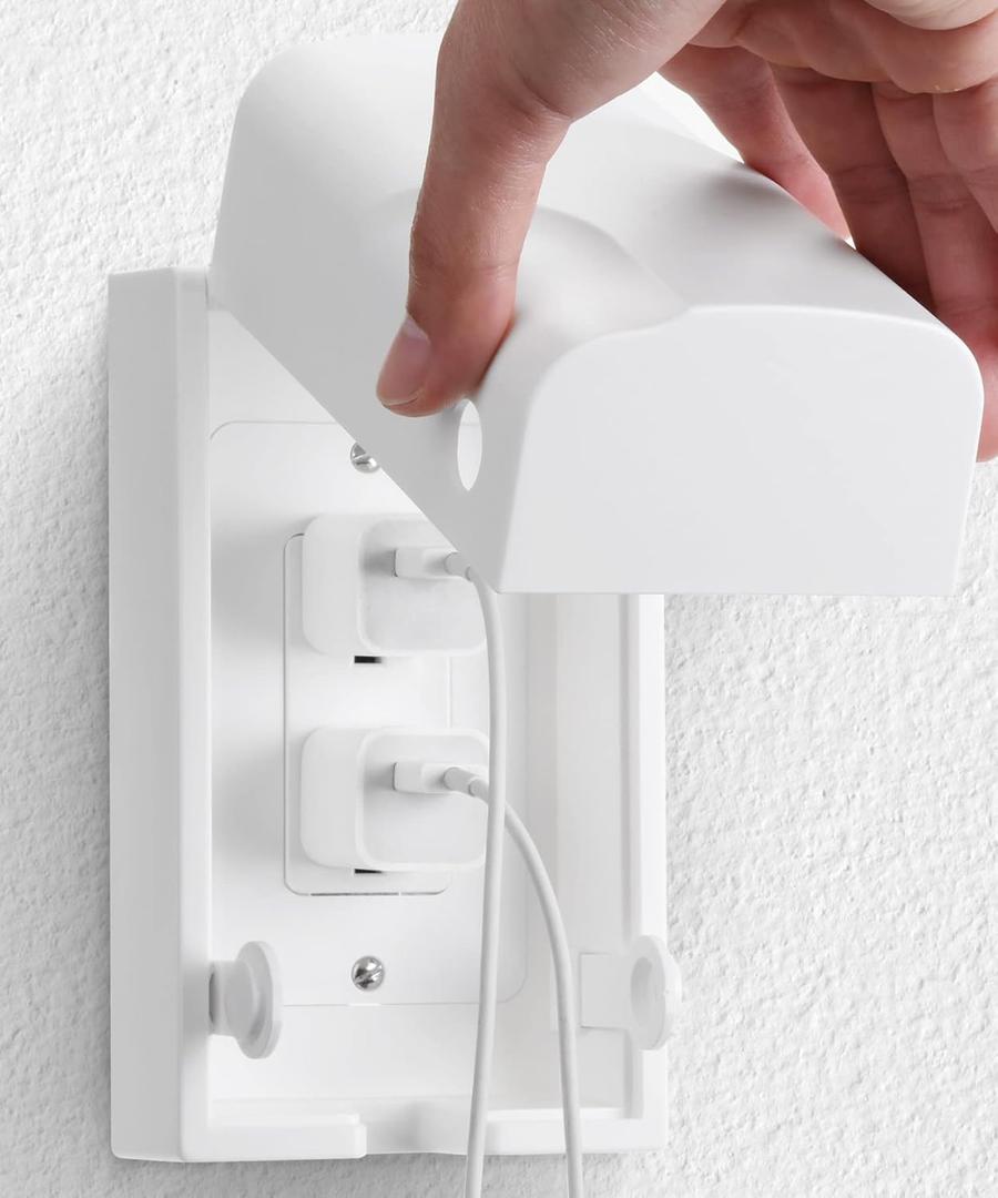 Bates - Baby Safety Outlet Cover Box, Outlet Covers Baby Proofing, Plug Covers for Electrical Outlets, Baby Proof Outlet Covers, Socket Covers for Outlets, Child Proof Outlet Cover, Outlet Box Cover (1 Pack, White)