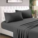 3 Piece Set - 1 Fitted Sheet and 2 Pillowcases King Size Dark Grey - King Fitted Sheet 24" Deep Pocket, Cotton 800 TC 3 Piece Set (King, Dark Grey)