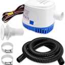 1100 GPH Automatic Boat Bilge Water Pump 12V, 1-1/8 Inch Dia Bilge Pump Plumbing Kit with 6FT Hose, 2 Clamps, Thru-Hull Fitting, Ideal for Fishing Boats, Cruisers, Runabouts, Yachts