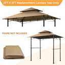 Grill Gazebo Replacement Canopy Roof - Figfeu 5x8 Double Tiered Outdoor BBQ Gazebo Canopy Top Cover Grill Shelter Cover Only Fit for Model L-GG001PST-F (Khaki)